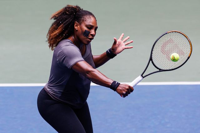 A photo of Serena Williams practicing in advance of the US Open at the USTA Billie Jean King National Tennis Center on Saturday.